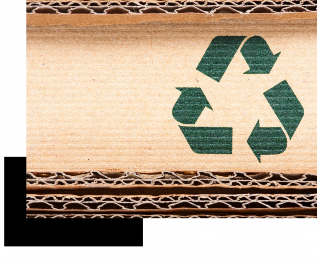Recycle symbol on cardboard
