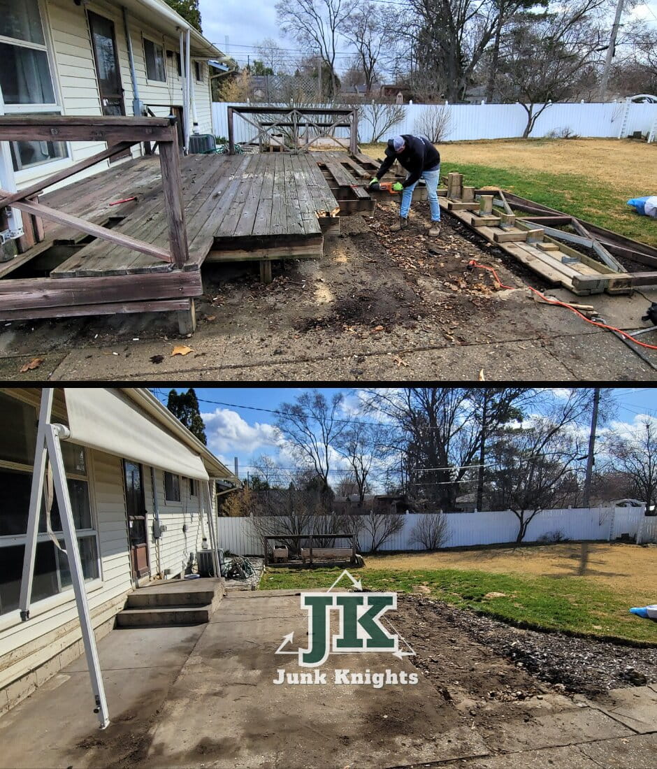 Deck removal in progress