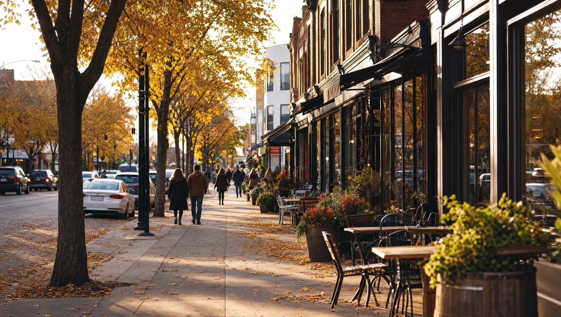 124 Street in Edmonton's Oliver neighbourhood, autumn afternoon