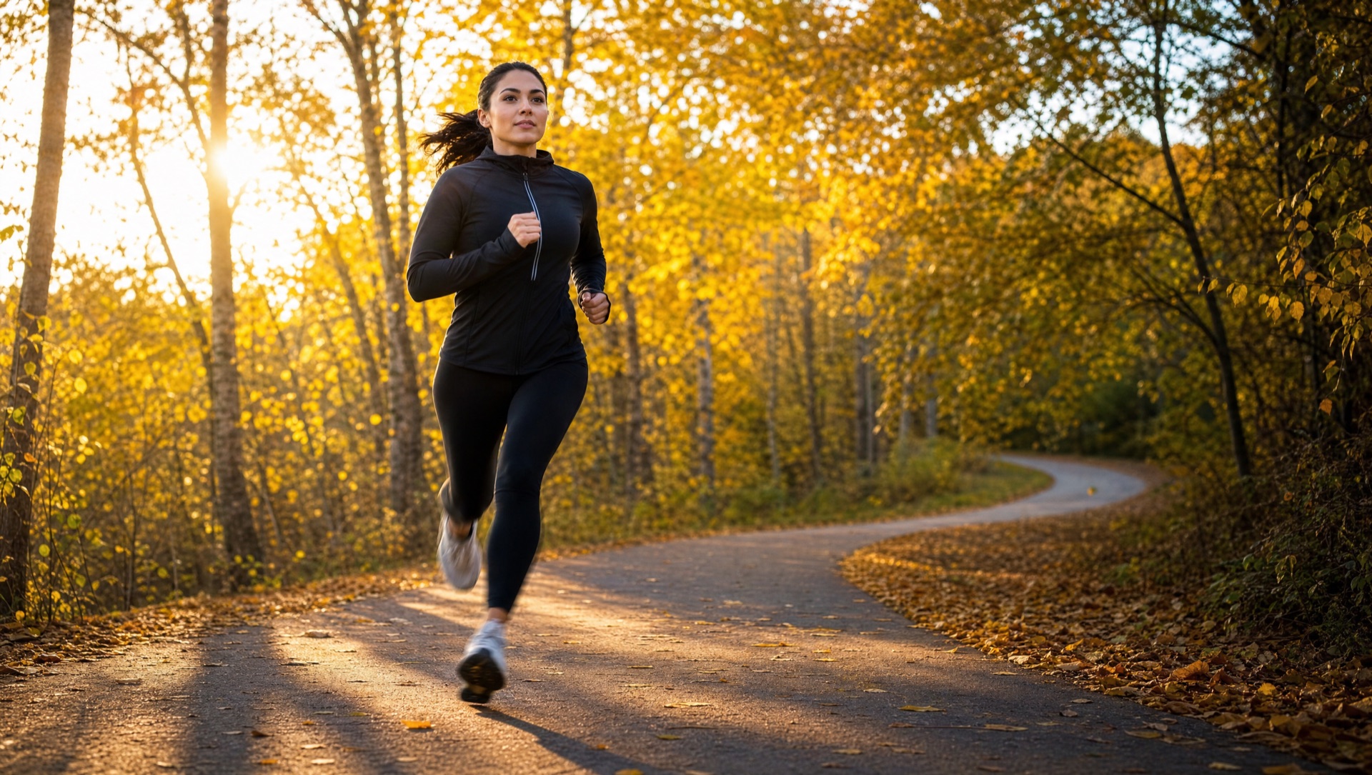 Edmonton runner on the river valley trail