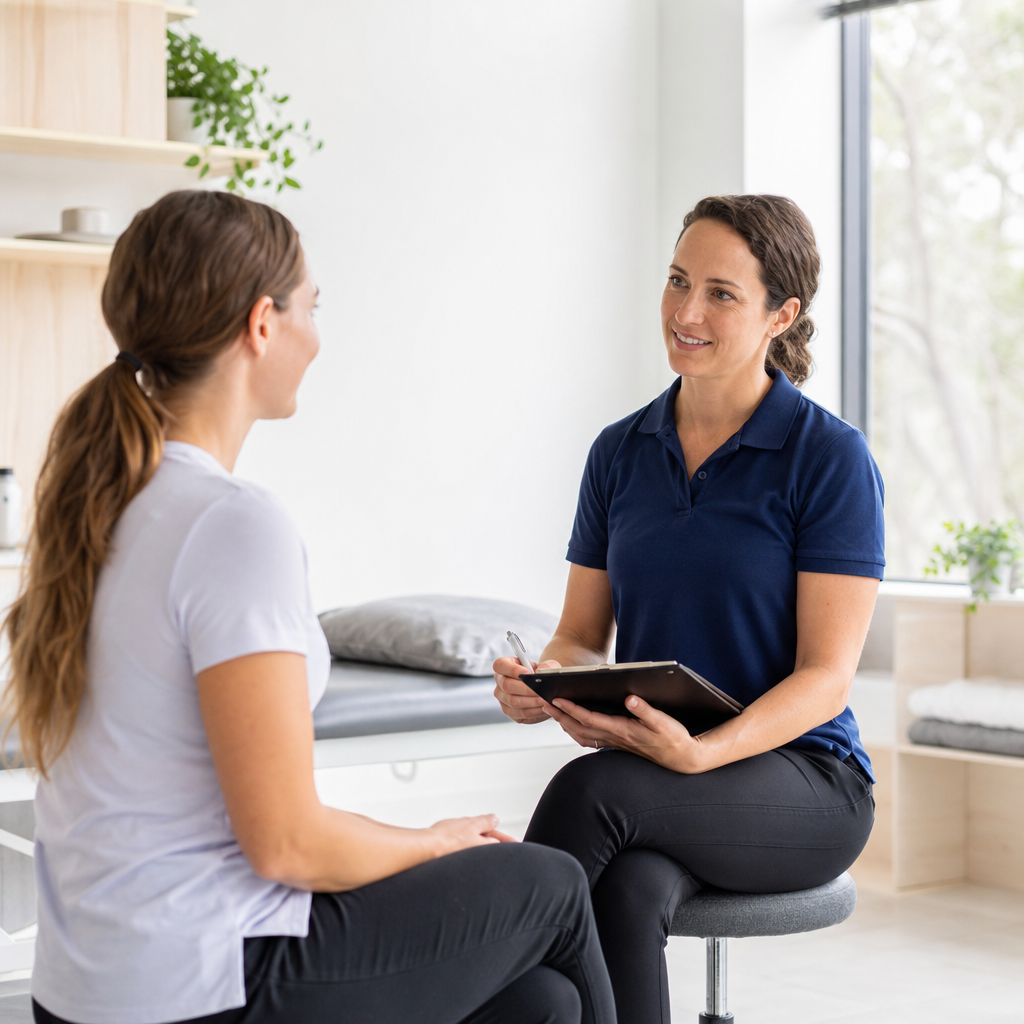 Physiotherapist with a patient at Thrive Physiotherapy Edmonton