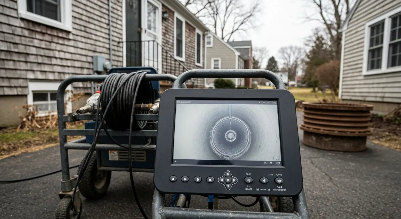 Sewer line inspection camera in East Hartford home