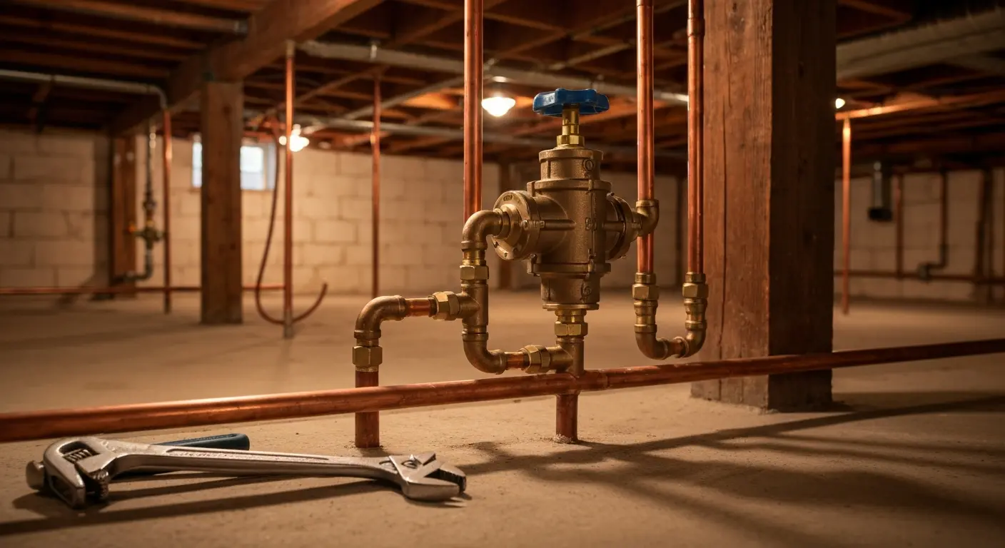 Backflow preventer installed on water supply line