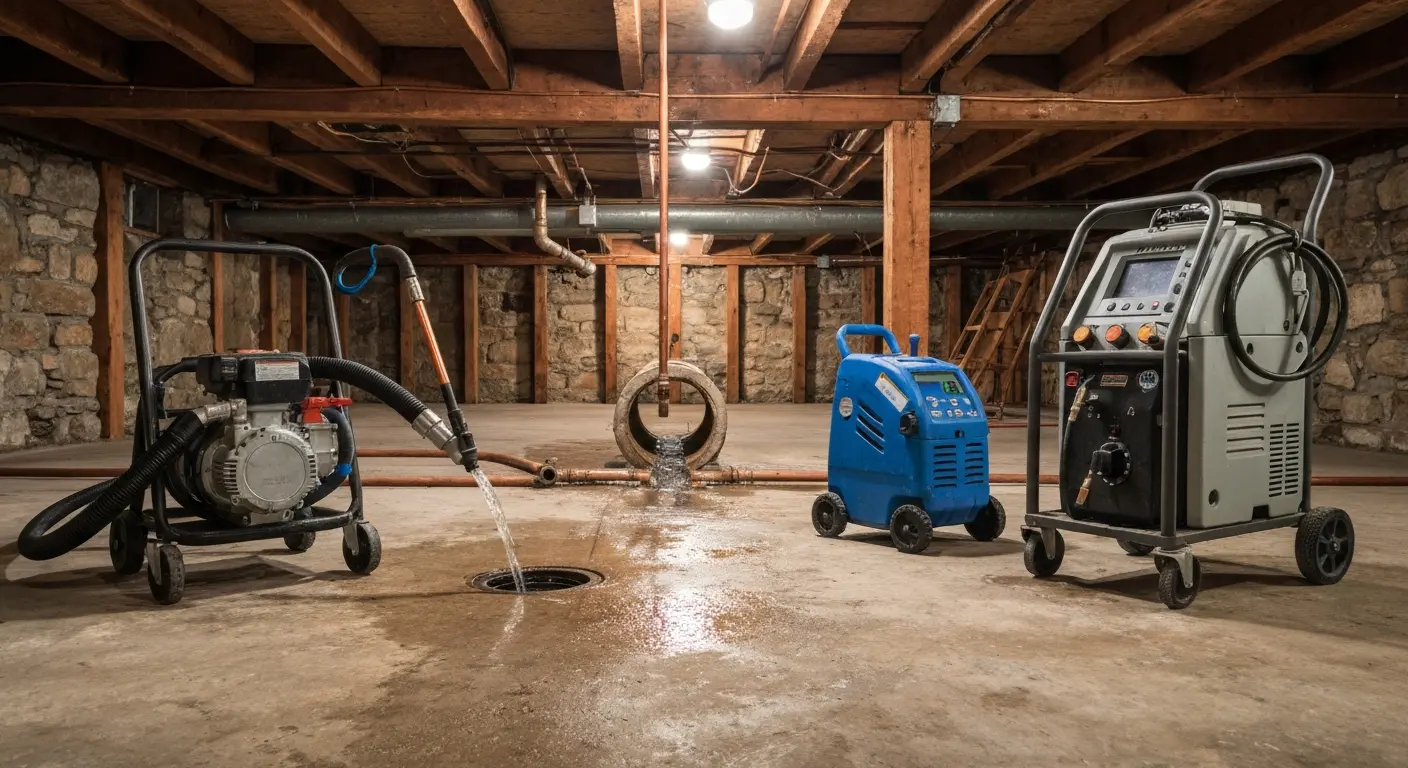 Drain cleaning in progress