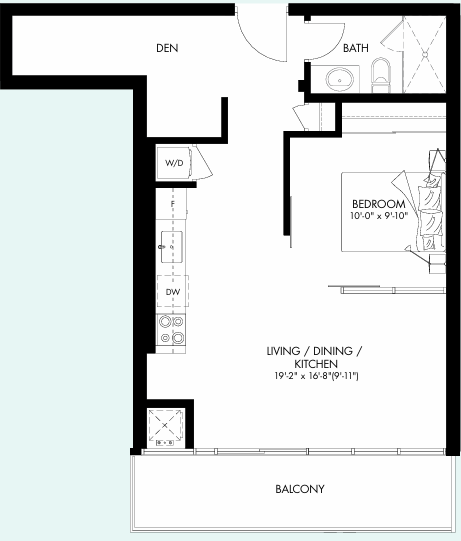 Upper Vista Welland One-Bedroom Marina floor plan