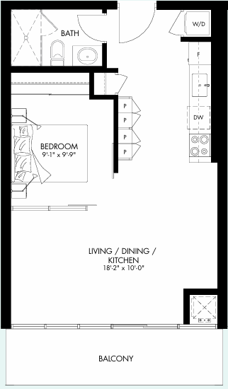 Upper Vista Welland One-Bedroom Queenston floor plan