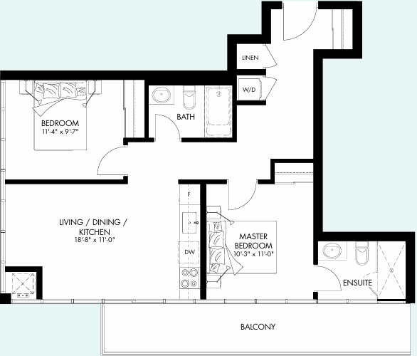 Upper Vista Welland Two-Bedroom Dragon Boat floor plan