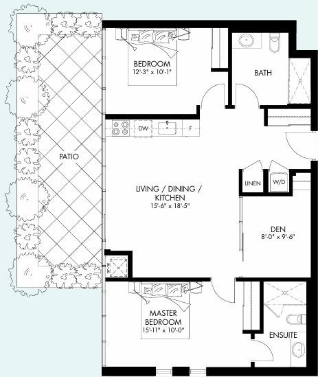 Upper Vista Welland Two-Bedroom Escarpment floor plan