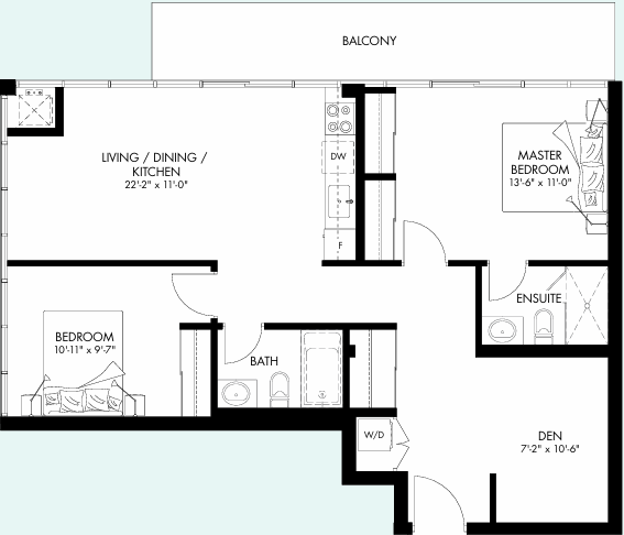 Upper Vista Welland Two-Bedroom Canal floor plan