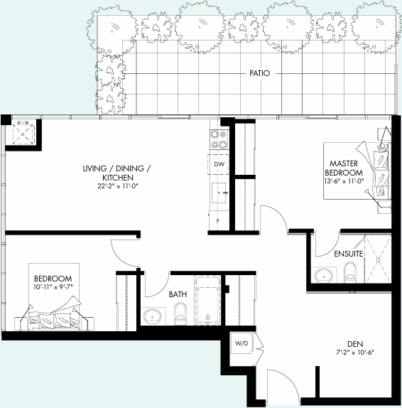 Upper Vista Welland Two-Bedroom Dock floor plan