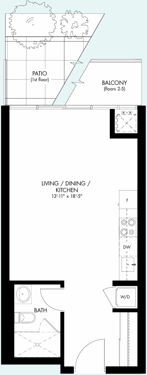 Upper Vista Welland Studio Flatwater floor plan