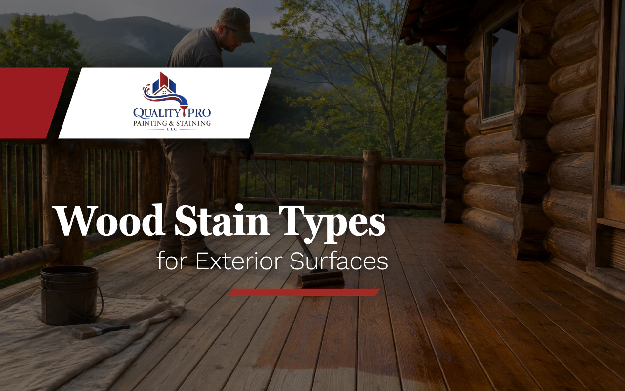 Log cabin deck staining with penetrating oil stain in Marion NC