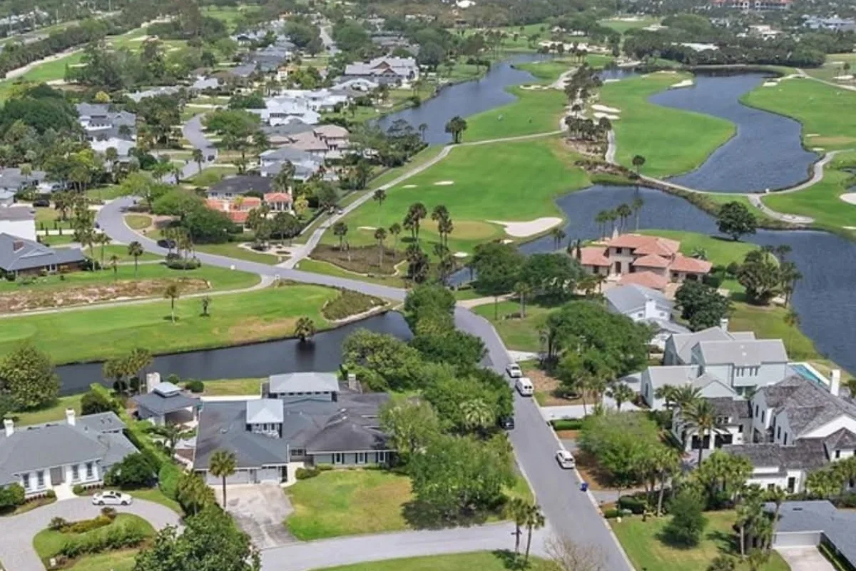 Aerial view of Inn & Club golf course in Ponte Vedra Beach, FL