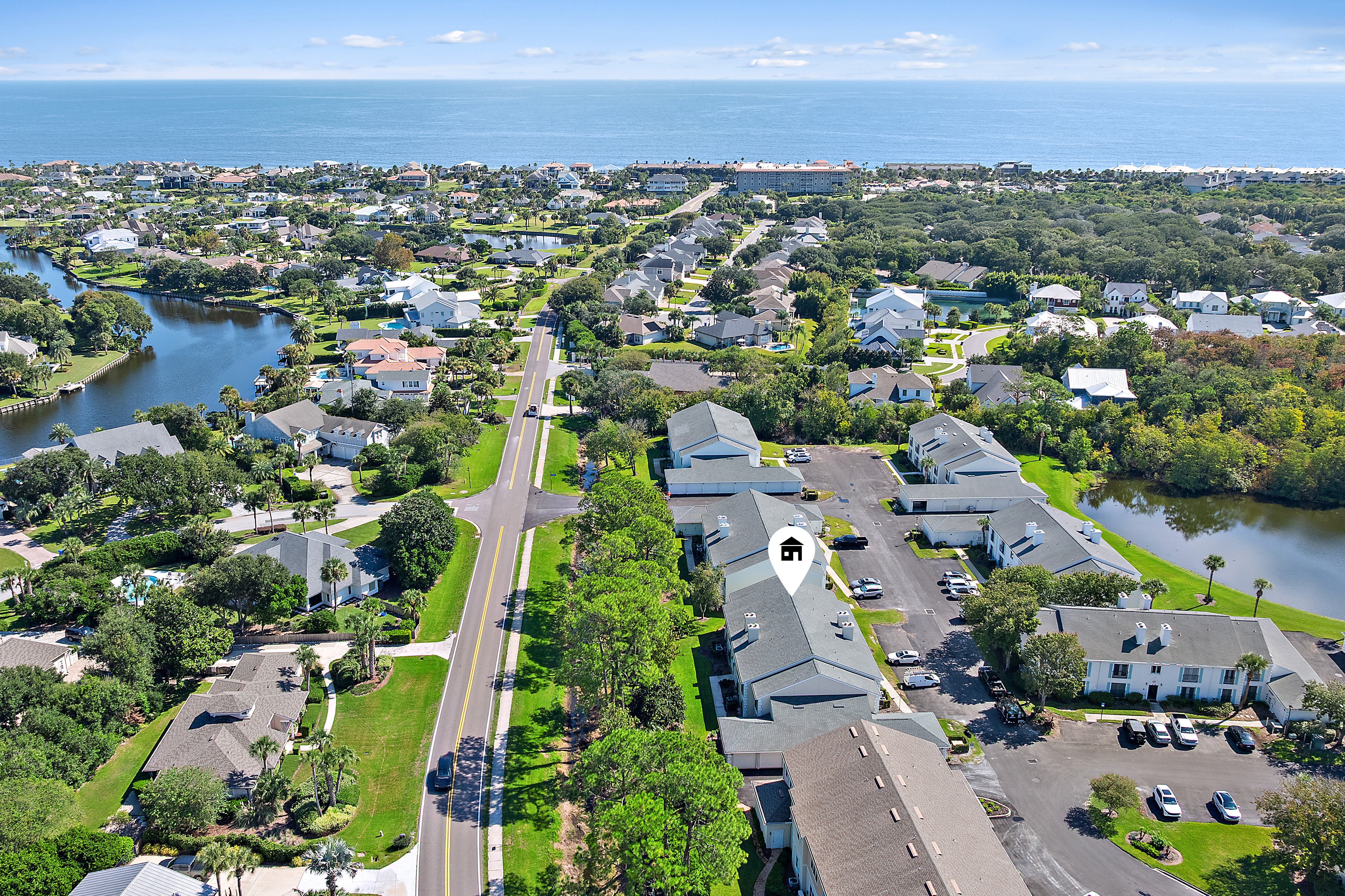 Aerial view of the walk to the beach from The Colony in Ponte Vedra Beach