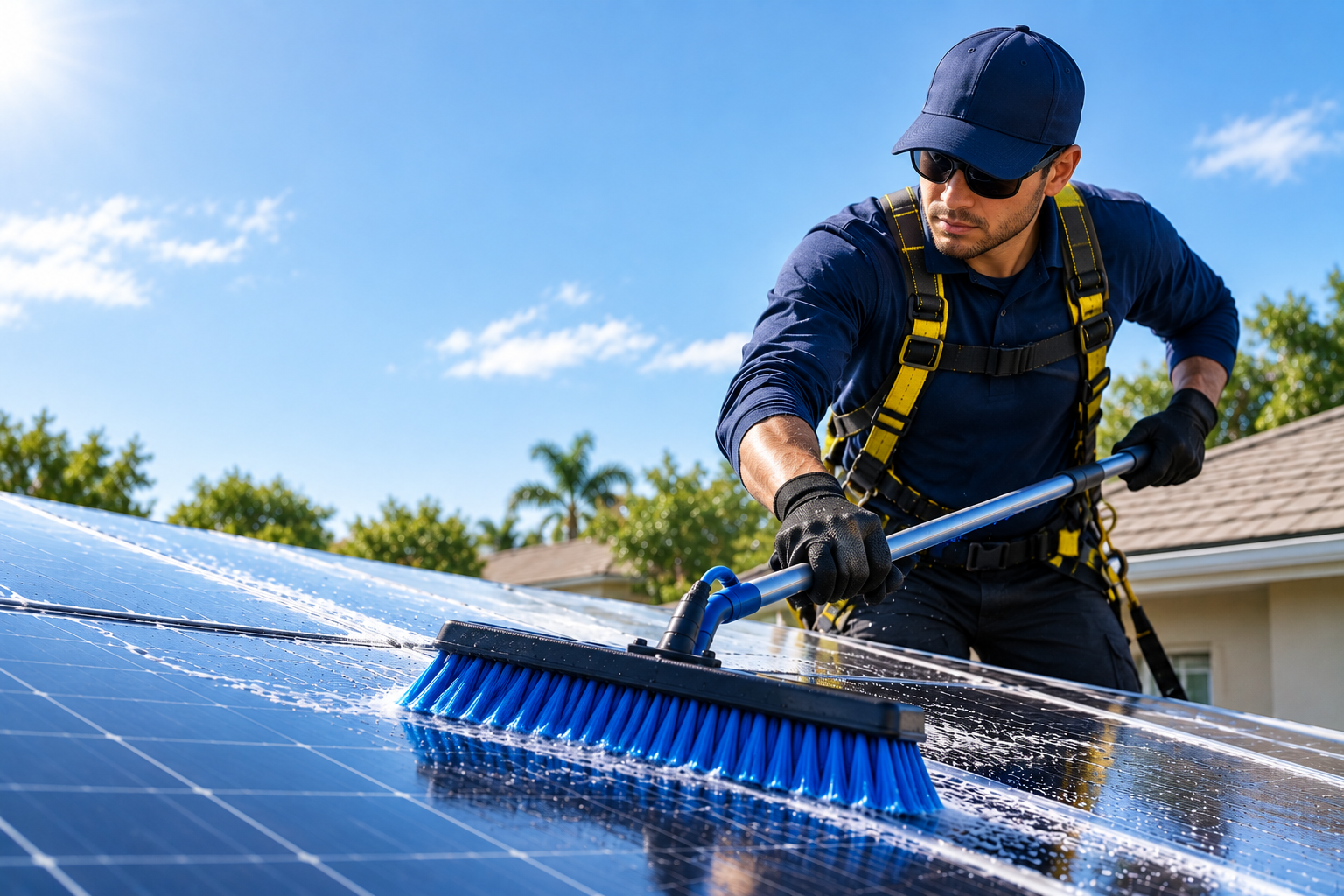 Solar panel cleaning