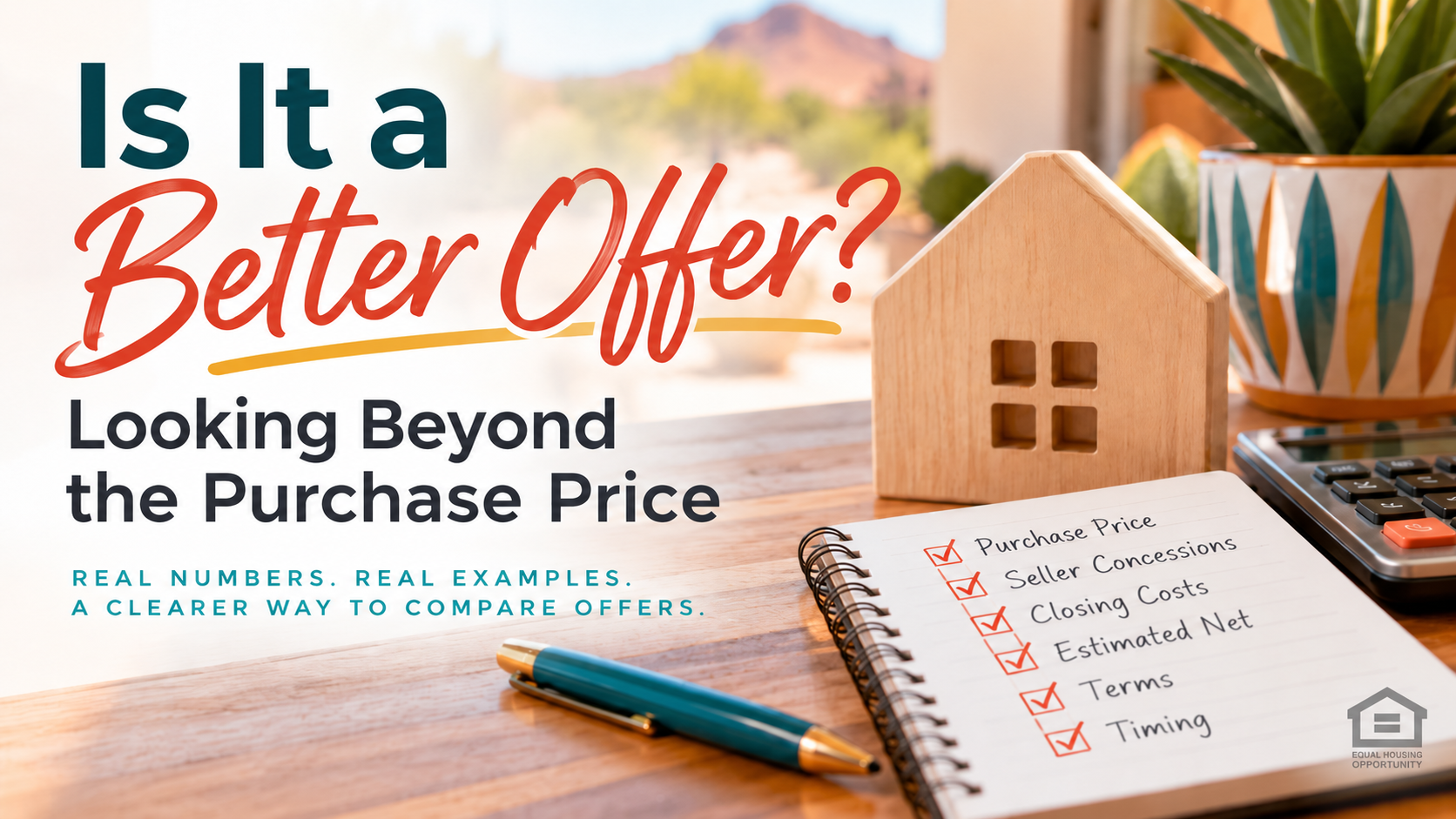 Maricopa County seller reviewing a real estate offer and estimated net sheet