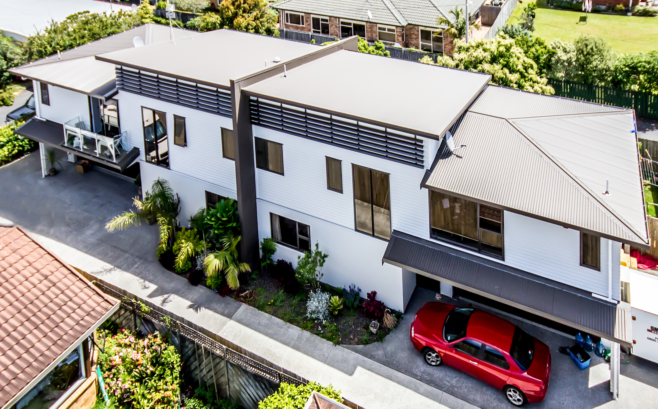 Modern residential metal roof installation
