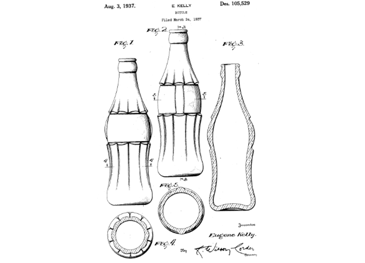 Coca-Cola’s patented bottle design drawing