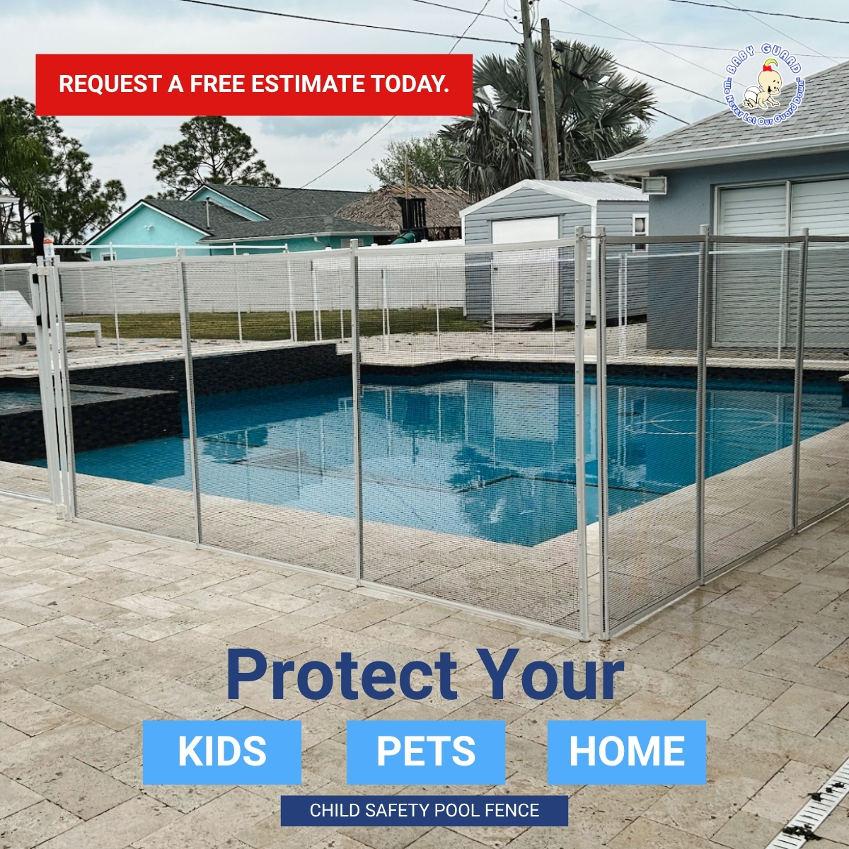Pool fence installation creating a safer backyard pool area for kids pets and homeowners in Florida