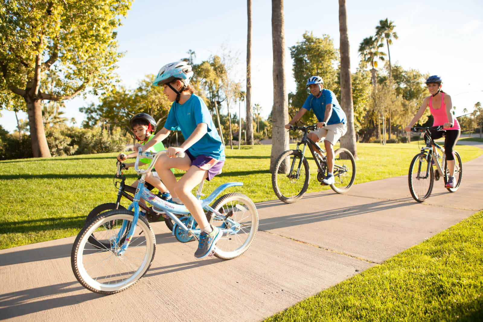 a family on bikes near the golf course az