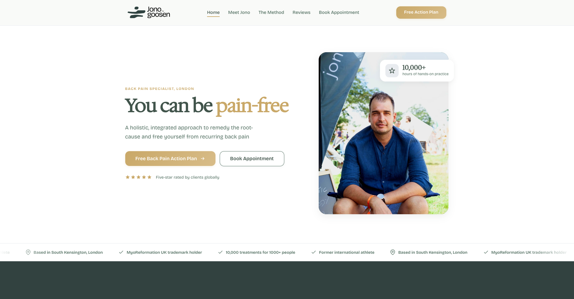 The Jono Goosen website built by Scalefinity
