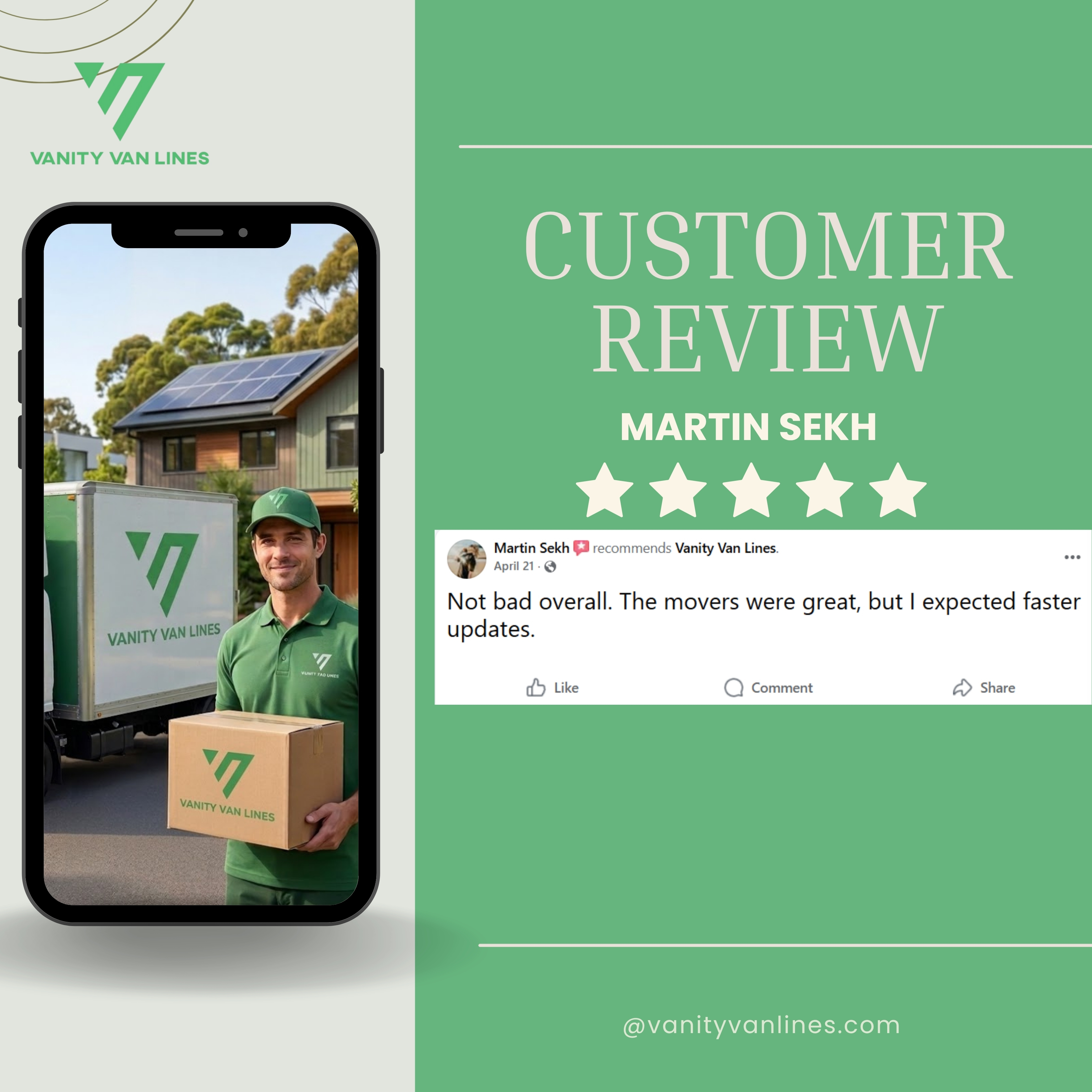 Customer trust built through real feedback and emotional moving experiences with Vanity Van Lines. Customer trust built through real feedback and emotional moving experiences with Vanity Van Lines.