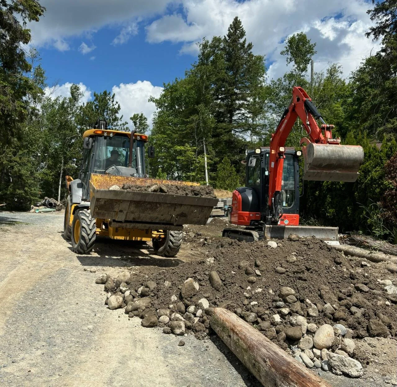 Excavator digging a foundation trench