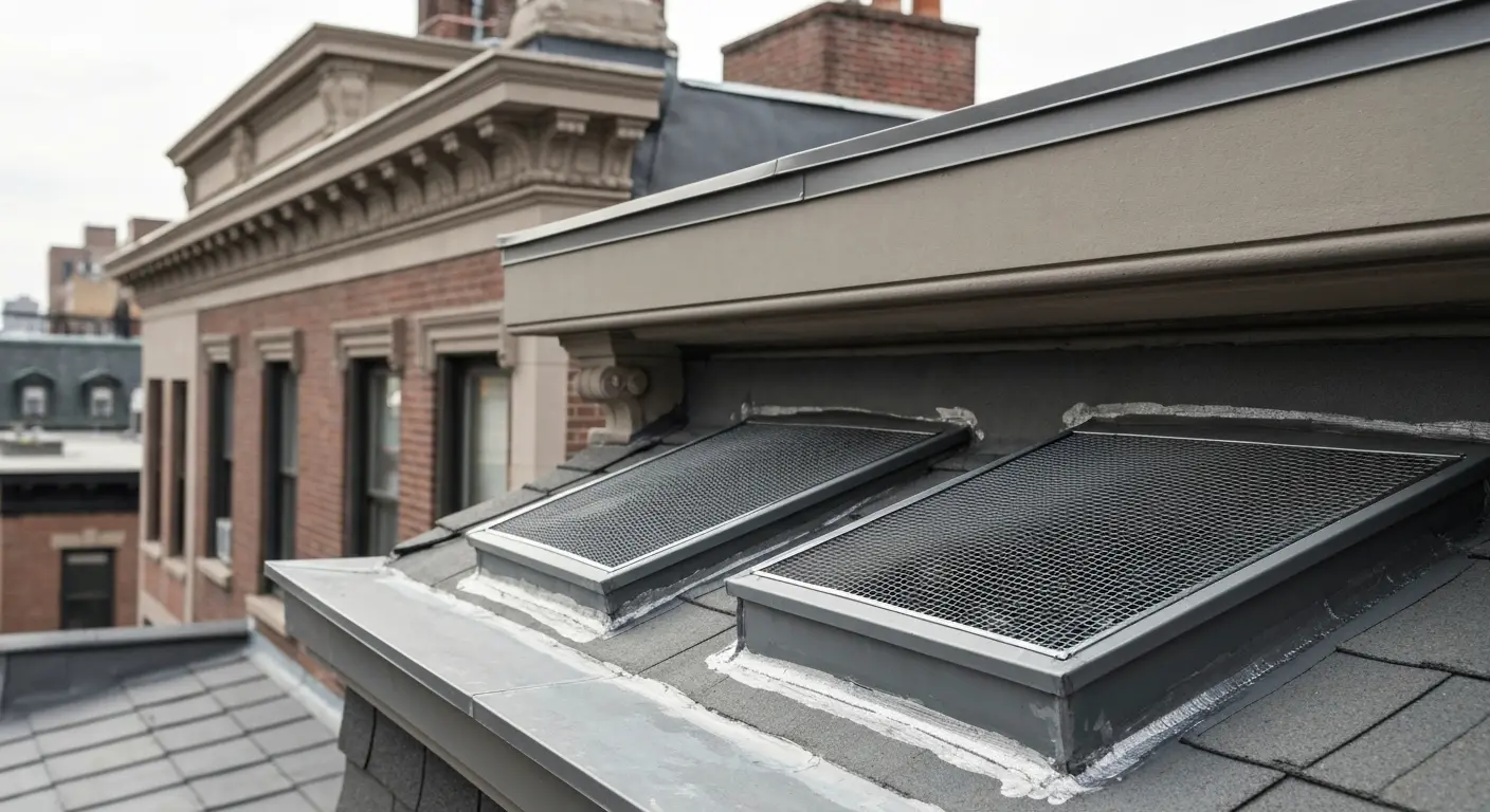 Sealed soffit and roof gap to prevent squirrel entry