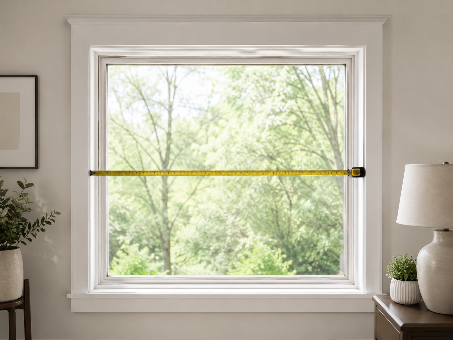 Measuring window width for custom interior plantation shutters
