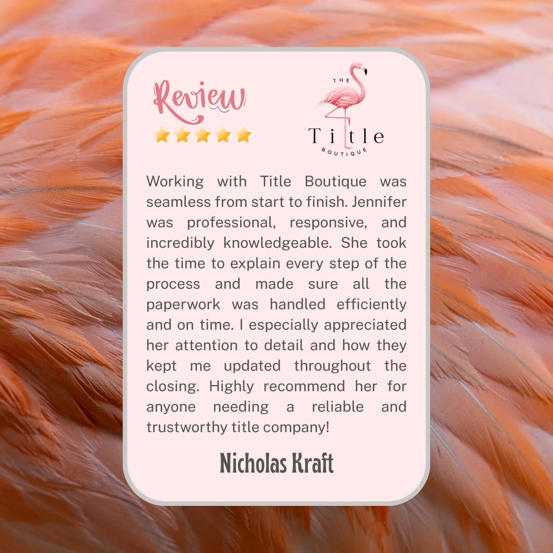 Five-star review from a Title Boutique client