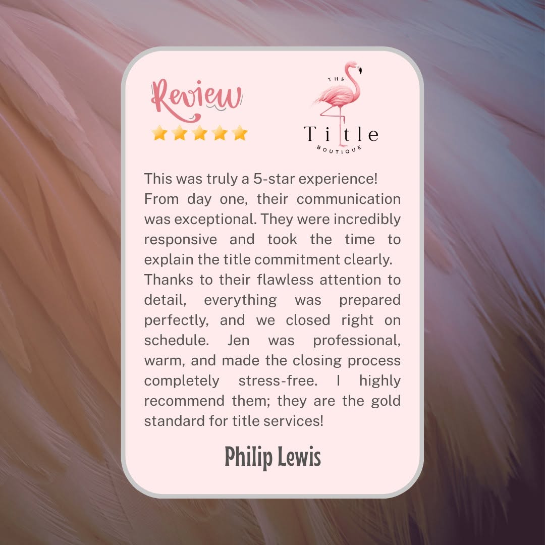 Five-star review from a Title Boutique client