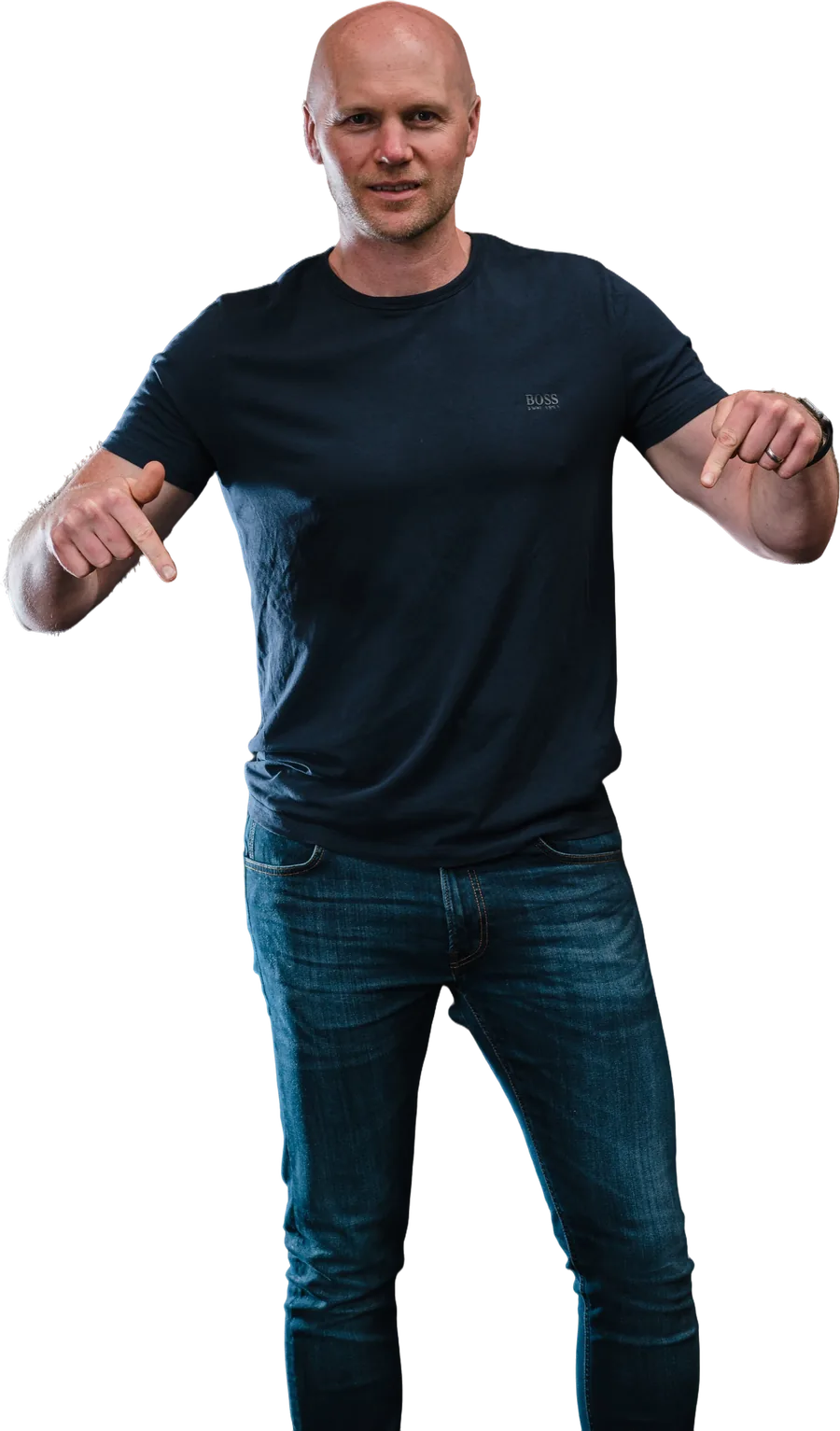 Graham Hurst, founder of Graphics For Coaches, pointing down the page