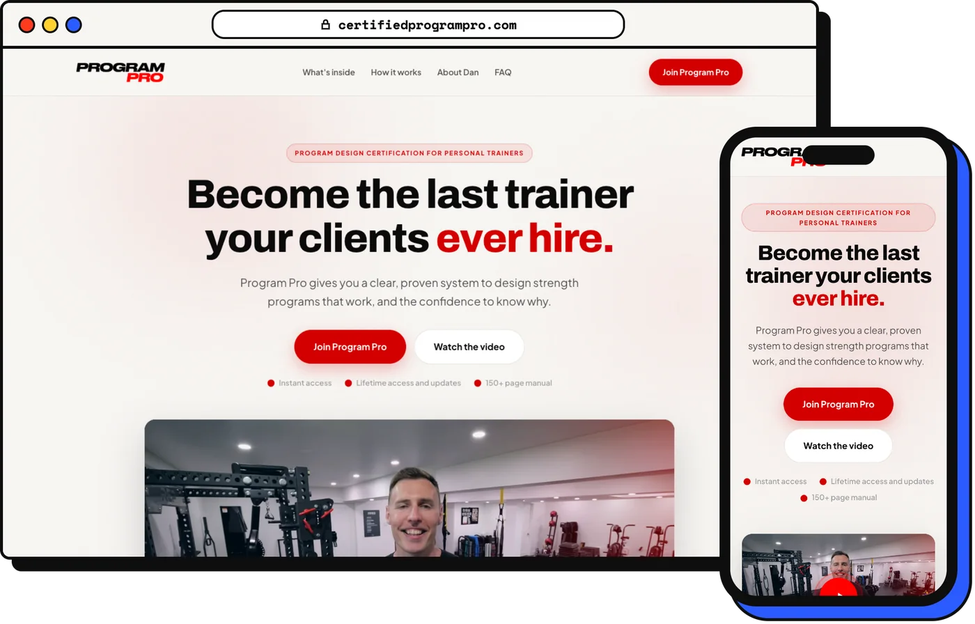 The Program Pro website on a laptop and a phone