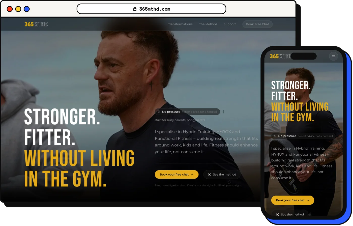 The 365 MTHD website on a laptop and a phone