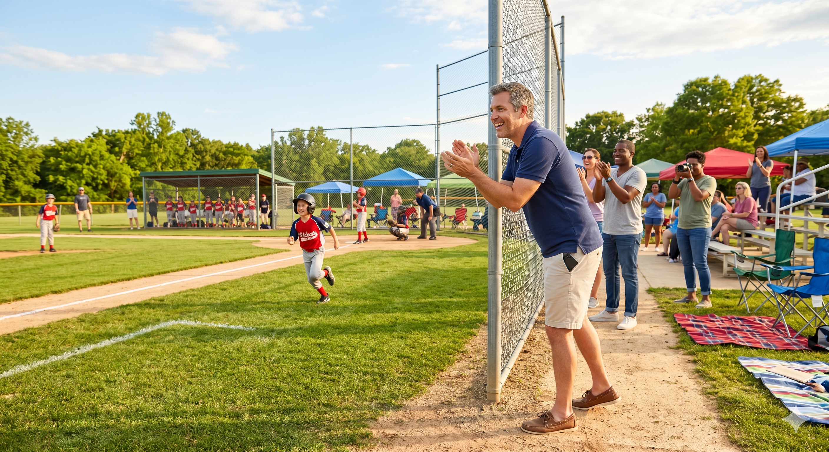 A business owner enjoying a family baseball game after winning back 20 hours a week through automation.