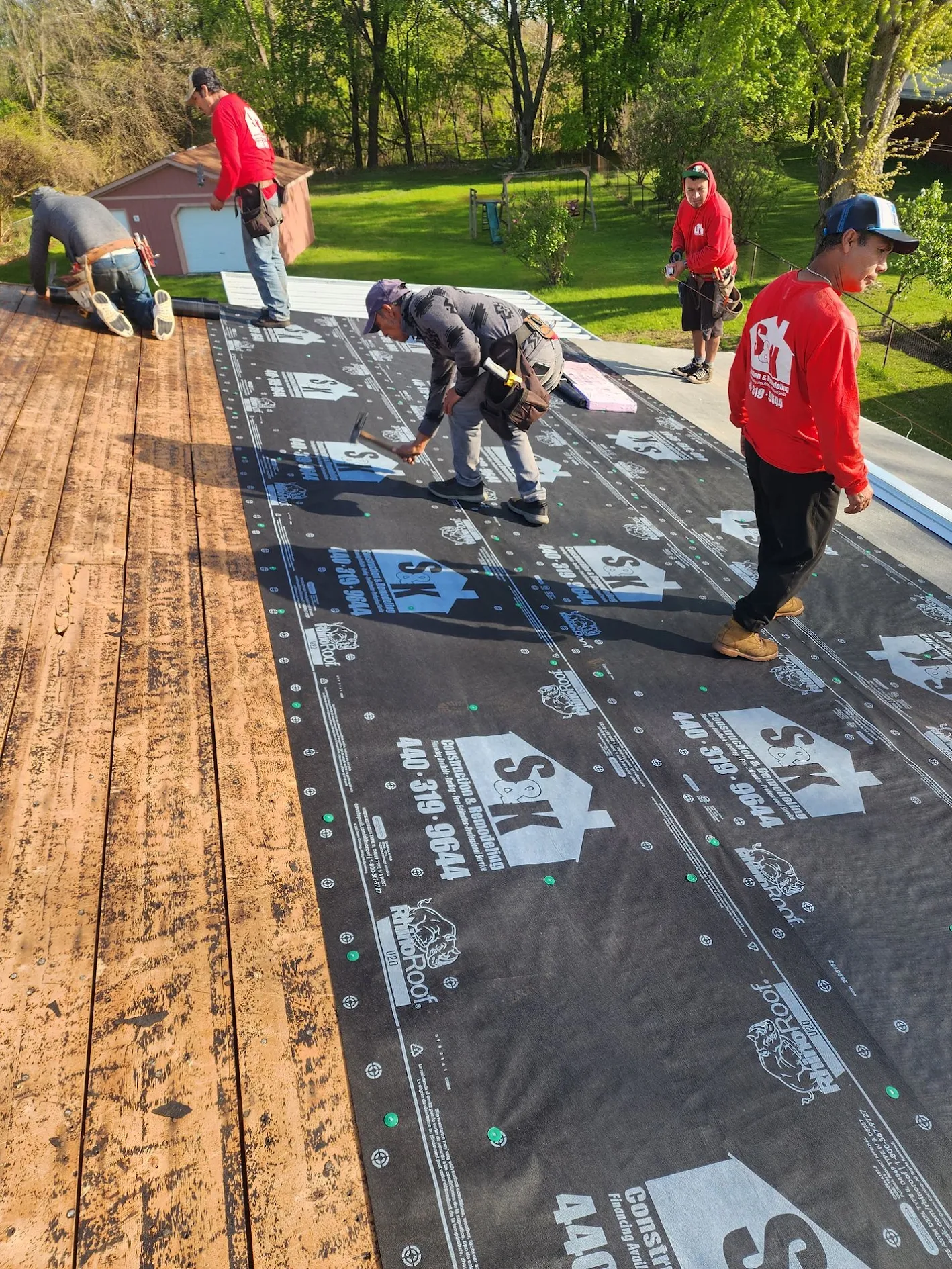 S&K roofing crew installing a roofing system