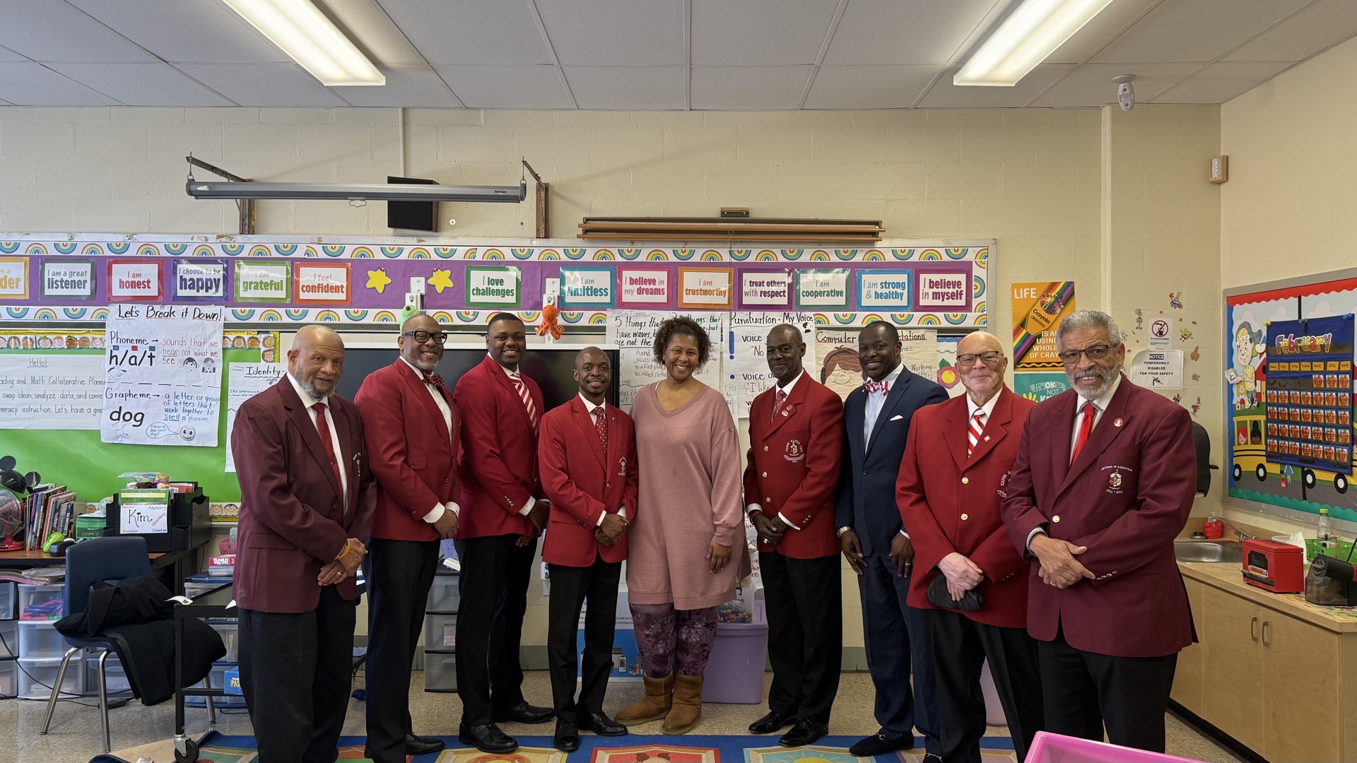 Chapter members engaging students in classroom