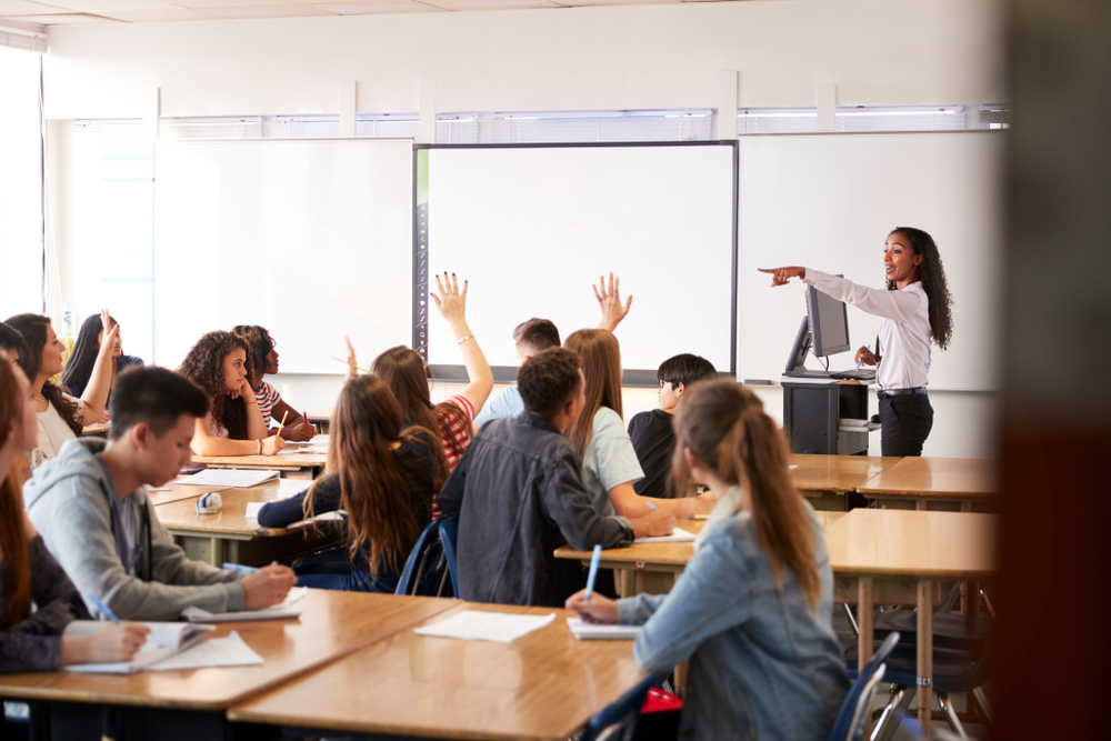 Teacher asking students