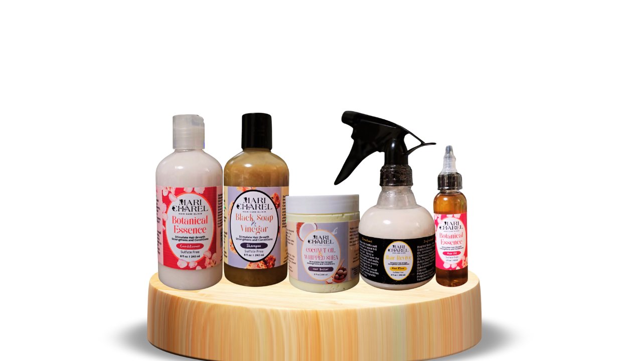 Close-up of plant-based ingredients for hair care