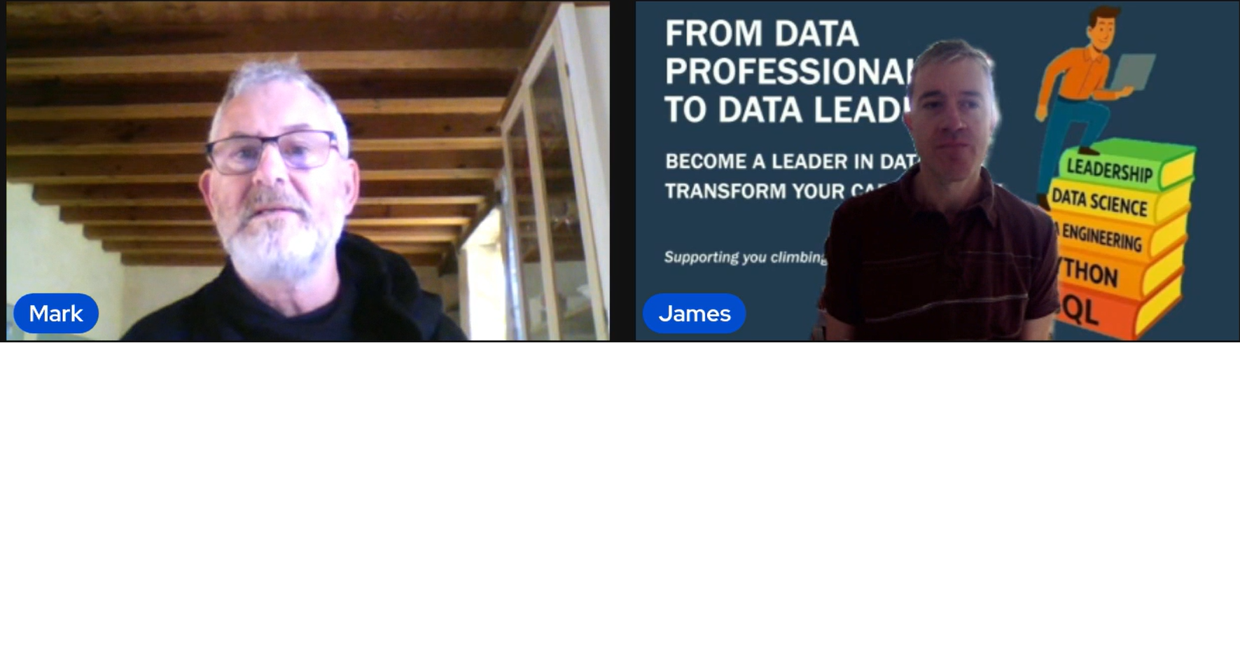 James Matthews and Mark Dexter recording the Data Talent Scout podcast