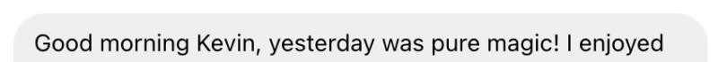 Unedited client message describing a Vādma nervous system reset
