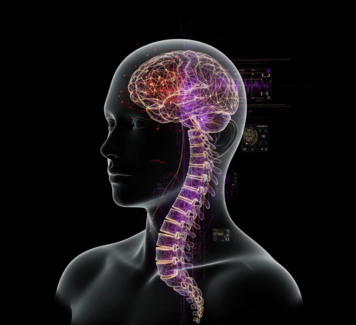 Anatomical render of immediate, measurable nervous system change