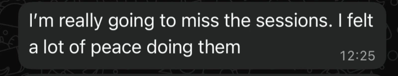 Unedited client message describing a Vādma nervous system reset