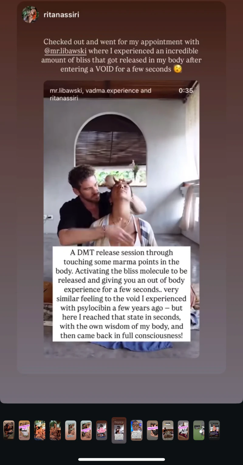Unedited client message describing a Vādma nervous system reset