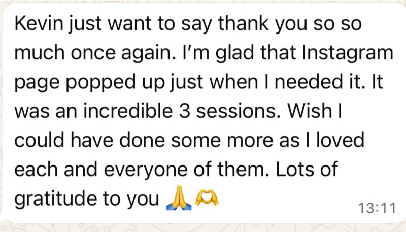 Unedited client message describing a Vādma nervous system reset
