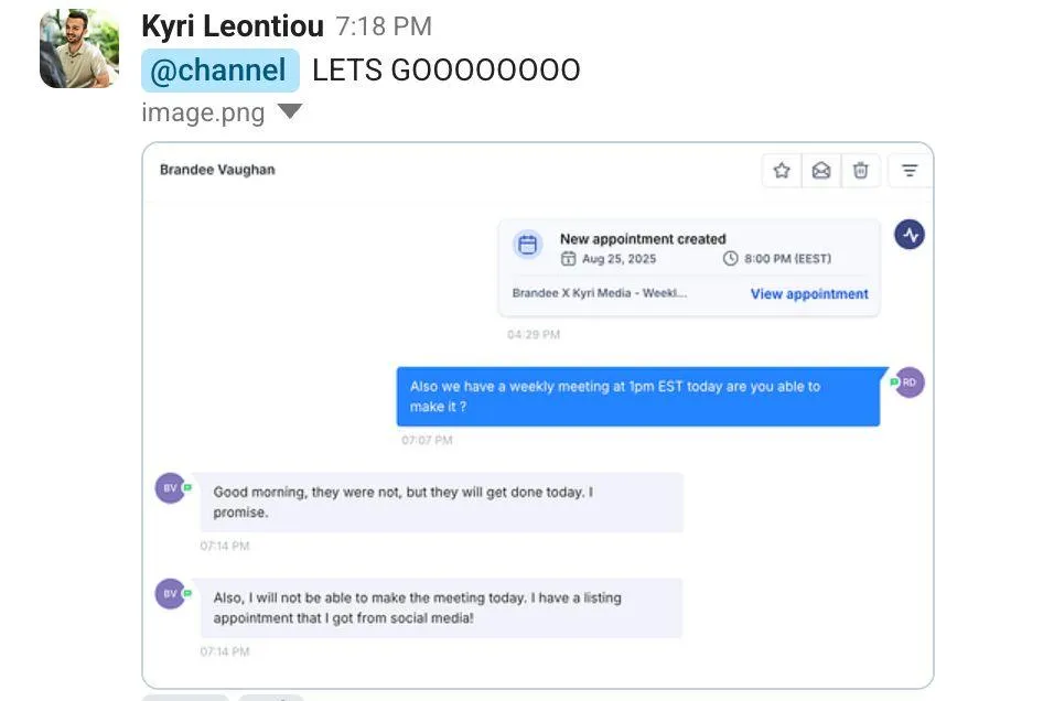 Brandee: a listing appointment she got from social media