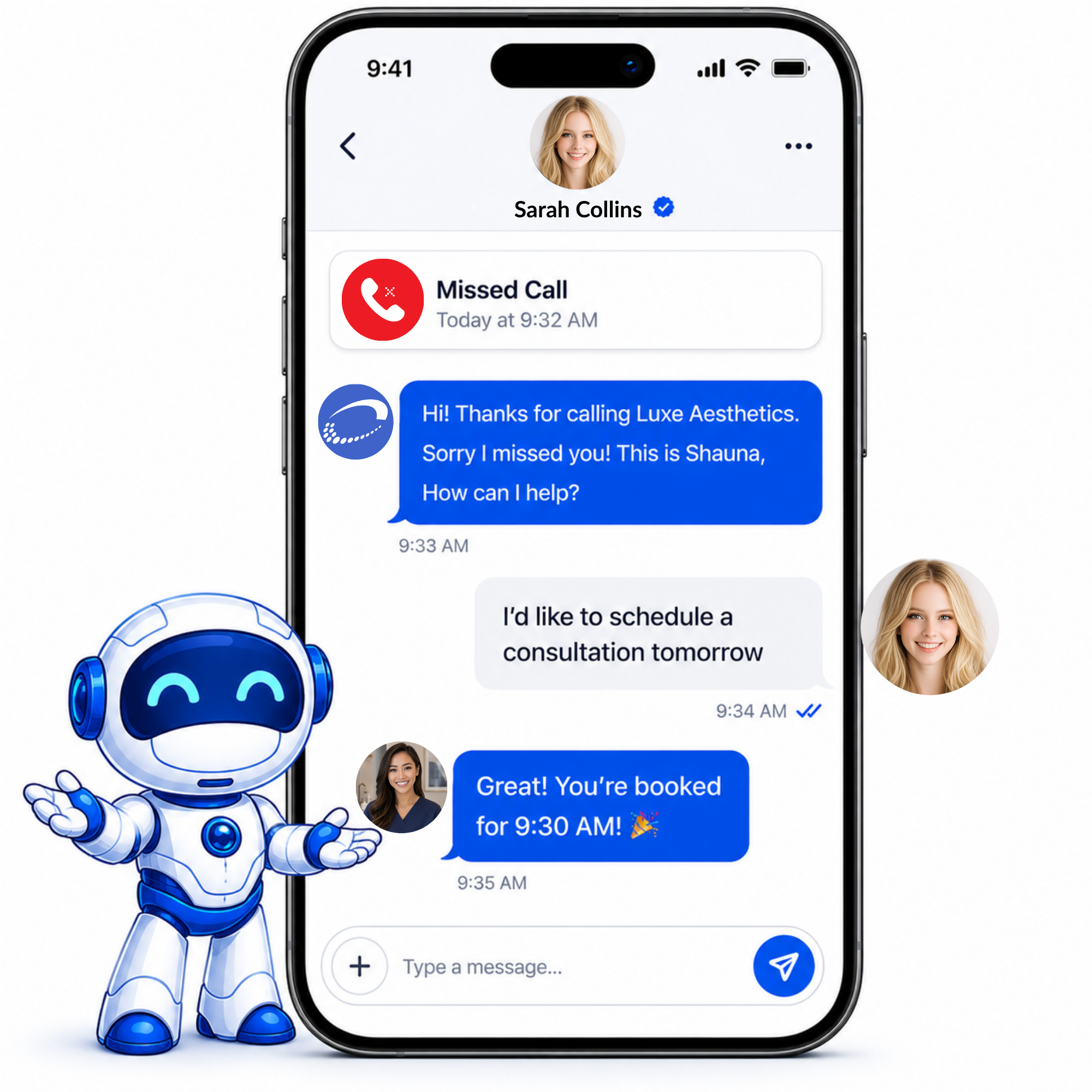 Missed call recovery system that automatically responds to patient inquiries by text message.