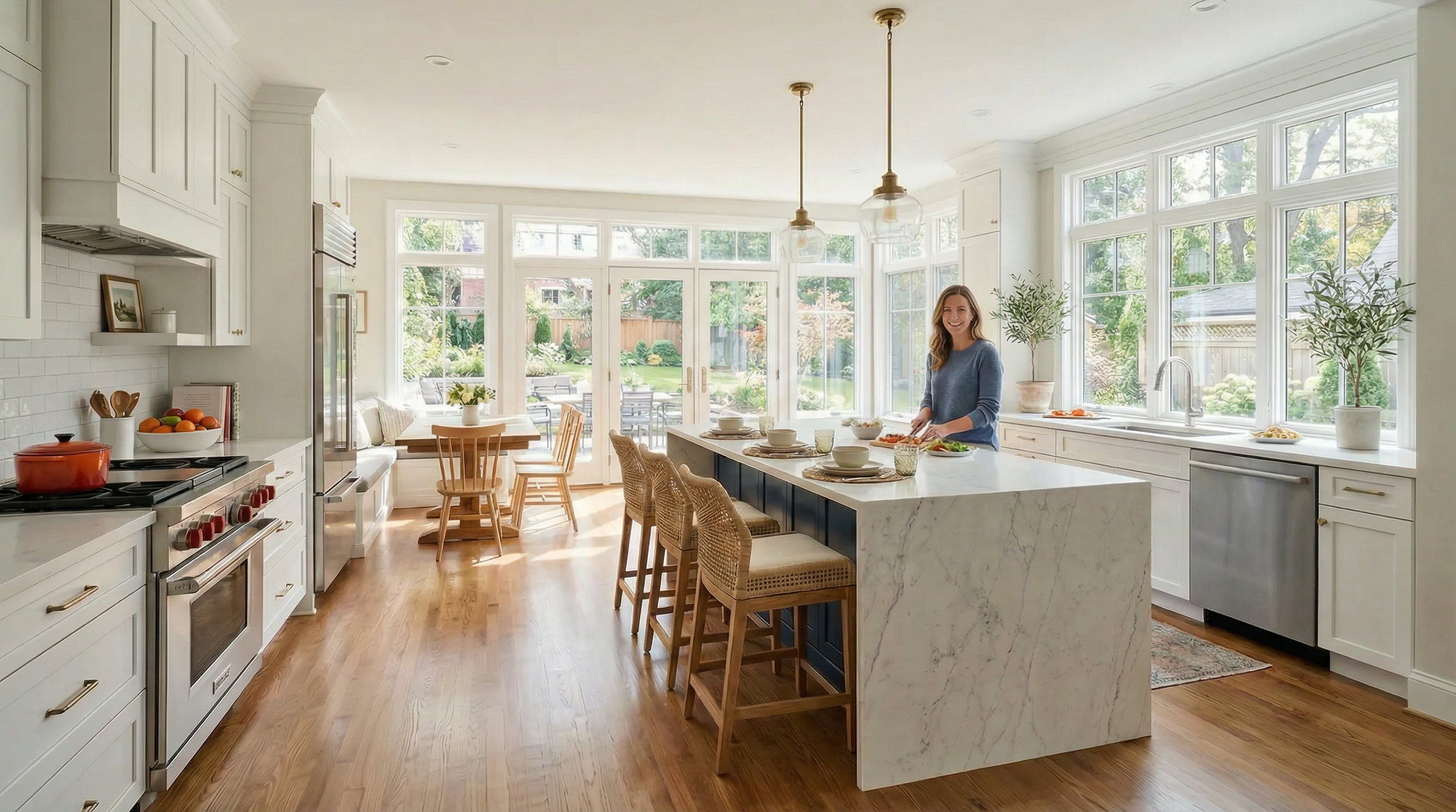 Kitchen bump-out addition expanding open concept living area Williamsburg VA