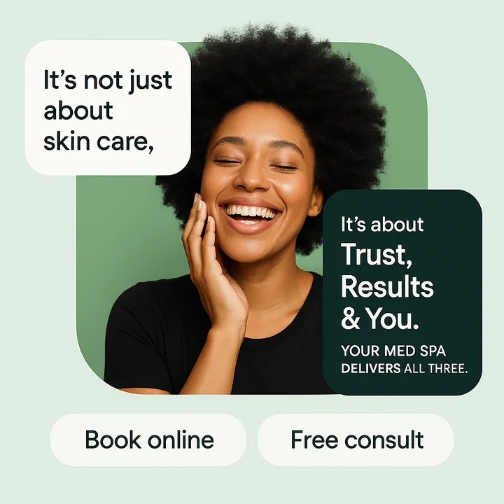 Sample post: It's not just about skin care, it's about trust, results and you. Book online or free consult