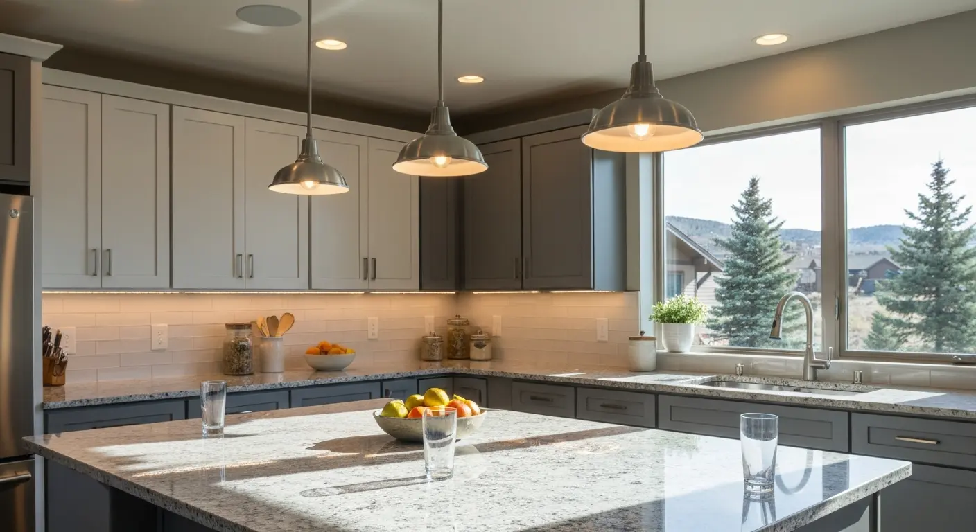 Task lighting over kitchen island